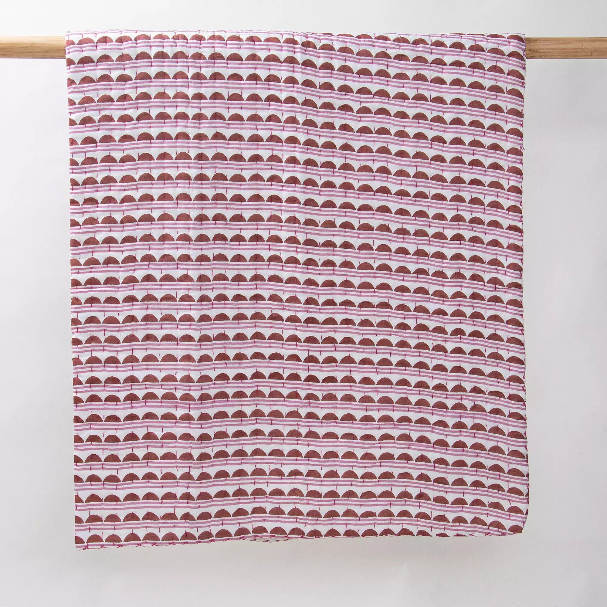 Premium Cotton Hand Block Red Geometric Baby Blankets For Winter 108